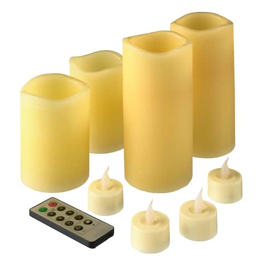 12 Packs: 9 ct. (108 total) Basic Elements™ Ivory LED Candle Set with Remote by Ashland®